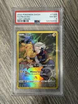 PSA 8 Pikachu TG05/TG30 Swsh11: Lost Origin Trainer Gallery Holo - Image 1