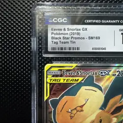2019 CGC 10 Eevee & Snorlax GX SM169 Black Star Promo Tag Team Tin Pokemon Card - Image 3