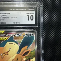 2019 CGC 10 Eevee & Snorlax GX SM169 Black Star Promo Tag Team Tin Pokemon Card - Image 4