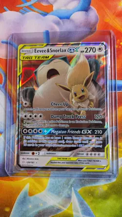 Eevee & Snorlax GX 120/181 Sun & Moon Team Up Holo Ultra Rare Pokemon Card - Image 1