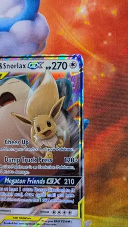 Eevee & Snorlax GX 120/181 Sun & Moon Team Up Holo Ultra Rare Pokemon Card - Image 3
