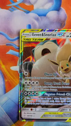 Eevee & Snorlax GX 120/181 Sun & Moon Team Up Holo Ultra Rare Pokemon Card - Image 4