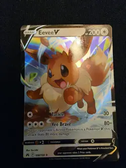 Pokemon Eevee v TCG Crown Zenith Holo Card 108/159 Near Mint Condition - Image 1