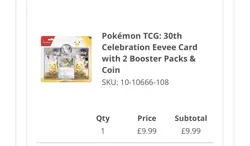 PREORDER Pokemon TCG 30th Celebration Eevee Card, 2 Booster Packs & Coin - Image 3