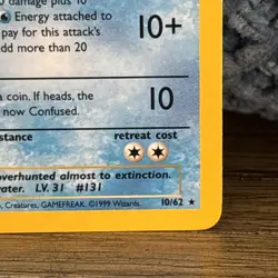 Pokemon TCG Lapras Fossil 10/62 Holo 1999-2000 Wizards Base Set Copyright... - Image 3