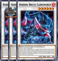 Yugioh! 3x Horned Brute Carnovorus DOOD-EN098 Super Rare 1st Ed NM - Image 1