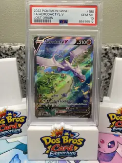 Pokemon Card TCG Aerodactyl V 180/196 Sword Shield Lost Origin PSA 10 GEM MINT - Image 1