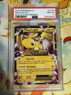 2015 Pokemon TCG Pikachu EX XY84 Black Star Promo Holo PSA 8 English - Image 1