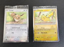 Pokemon TCG - Pikachu 025/165 & Eevee 133/165 Snowflake Stamped 151 Sealed Promo - Image 1