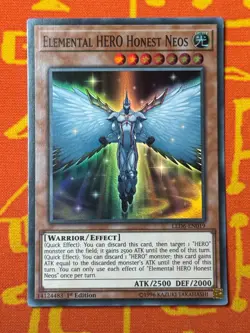 YUGIOH ELEMENTAL HERO HONEST NEOS SUPER RARE 1ST EDITION NM LED6-EN019 - Image 1