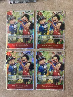4x Ace & Sabo & Luffy OP13-007 SR - One Piece TCG English Playset Near-Mint - Image 1