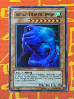 YUGIOH CLOUDIAN - EYE OF THE TYPHOON SUPER RARE 1ST EDITION EXCELLENT GLAS-EN005 - Image 1