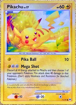 Pikachu 71/99 Common Pokemon Card 2009 Arceus VINTAGE Nintendo LP - Image 1
