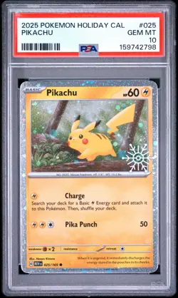 2025 POKEMON HOLIDAY CALENDAR #025 PIKACHU PSA 10 - Image 1