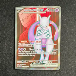 Pokemon Card Team Rocket's Mewtwo ex Destined Rivals 213/182 Ultra Holo- Damaged - Image 1