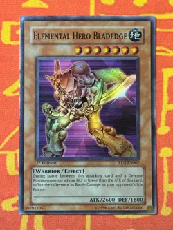YUGIOH ELEMENTAL HERO BLADEDGE SUPER RARE 1ST EDITION LIGHT PLAY EEN-EN007 - Image 1