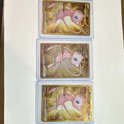 Mew ex 205/165 Scarlet & Violet 151 Promo Gold Metal Pokemon Card X3 - Image 1