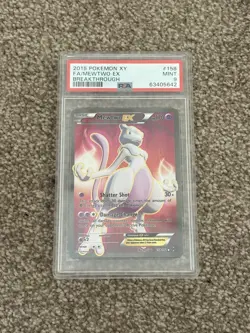 2015 POKEMON XY BREAKTHROUGH #158/162 MEWTWO EX FULL ART PSA 9 - Image 1