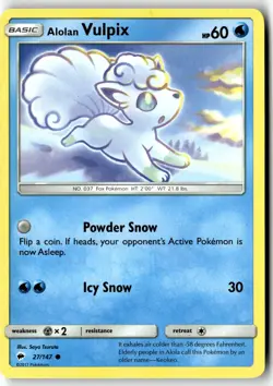 Pokemon Card Alolan Vulpix LP SM - Burning Shadows Common 27/147 - Image 1