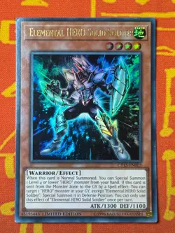 YUGIOH ELEMENTAL HERO SOLID SOLDIER ULTRA RARE LIGHT PLAY CT15-EN003 - Image 1