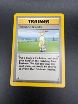 Pokemon Breeder 76/102 Base Set Rare Trainer - WOTC Pokemon Card NM - Image 1