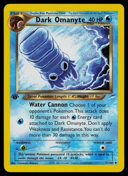 Pokemon Card - Dark Omanyte Neo Destiny 37/105 Uncommon 1st Edition - Image 1