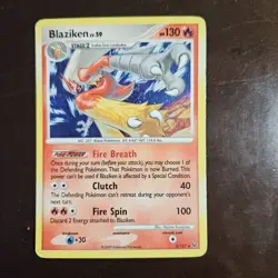 Blaziken 3/127 Holo Rare Platinum Base Pokemon Card MP PLAYED 2009 Swirl - Image 1