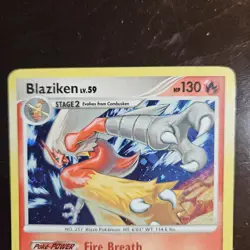 Blaziken 3/127 Holo Rare Platinum Base Pokemon Card MP PLAYED 2009 Swirl - Image 2