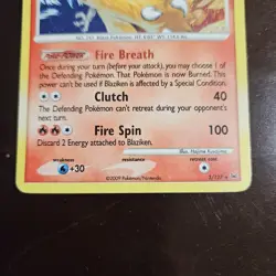 Blaziken 3/127 Holo Rare Platinum Base Pokemon Card MP PLAYED 2009 Swirl - Image 3