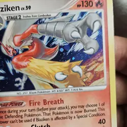 Blaziken 3/127 Holo Rare Platinum Base Pokemon Card MP PLAYED 2009 Swirl - Image 5