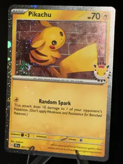 Pokemon Day 2026 RARE Fart Swirl Pikachu Stamped Cosmos Holo Promo Card 051/165 - Image 2