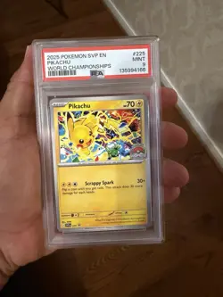Pokemon TCG Pikachu World Championships Promo SVP 225 PSA 9 EN 2025 K - Image 1