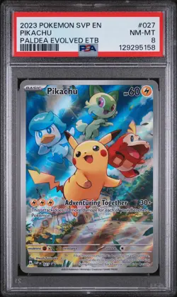 2023 POKEMON SVP EN-SV BLACK STAR PROMO #027 PIKACHU PSA 8 - Image 1