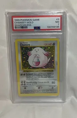 1999 Pokemon Base Set Shadowless Chansey Holo Rare 3/102 PSA 7 English - Image 1