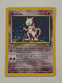 Pokemon TCG Mewtwo Base Set 2 Holo Rare 10/130 60 HP Basic English WOTC - Image 1