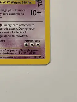 Pokemon TCG Mewtwo Base Set 2 Holo Rare 10/130 60 HP Basic English WOTC - Image 4