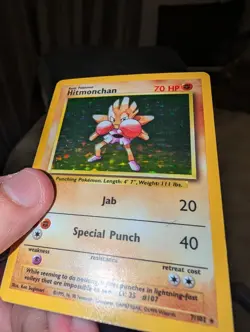Pokemon TCG Hitmonchan Unlimited Rare Holo Card Base Set 7/102 - Image 2