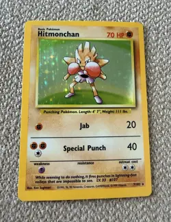 Pokemon TCG Hitmonchan 7/102 Base Set Holo Rare English 70HP 1999 Holo - Image 1