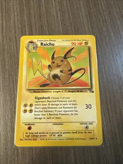 POKEMON TCG - ENGLISH FOSSIL SET RAICHU 29/62 NON HOLO RARE LP MP - Image 1