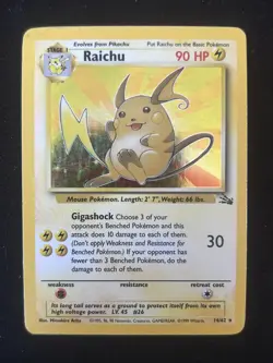 Pokemon TCG Raichu Fossil 14/62 Holo Rare LP 1999 Vintage - Image 1