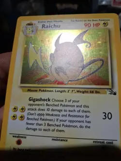 Pokemon TCG Raichu Fossil Holo Card 14/62 Unlimited Rare PRISTENE NEAR MINT + - Image 2
