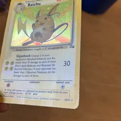 Pokemon TCG Raichu Holo Rare Card 14/62 Unlimited Fossil MP - Image 3