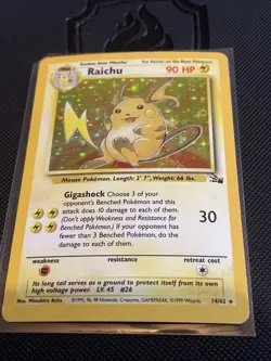 Pokemon TCG Raichu Fossil Holo Card 14/62 Unlimited Rare MP Condition - Image 1