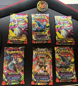 2 Mega Evolutions Booster Packs & 4 Mega Evolution Phantasmal Flames Packs - Image 1