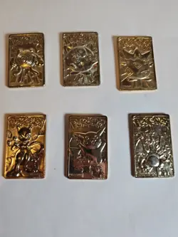 1999 Vintage Burger King 23K Gold Plated Pokemon Cards Full Set Of 6 - Image 1