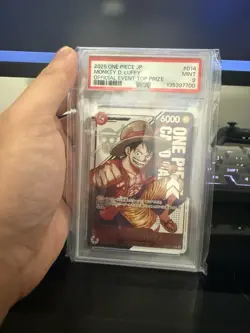 2025 ONE PIECE JPN PROMOS OFFICIAL EVENT TOP PRIZE #014 MONKEY D. LUFFY PSA 9 - Image 1