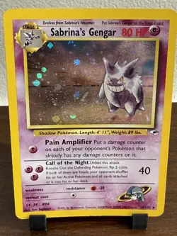 Pokemon Sabrina’s Gengar 14/132 Holo Rare Gym Heroes WOTC2000 LP Vintage - Image 1