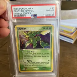 2005 Pokemon EX Scyther Reverse Holo Foil Rare Card PSA 8 46/115 - Image 1
