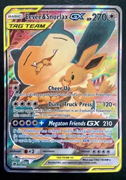 Pokemon Eevee and Snorlax GX SM169 Tag Team Sun & Moon Promo Card NM - Image 1