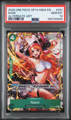 2026 ONE PIECE OP14-EB04-THE AZURE SEA'S SEVEN ALTERNATE ART #031 NAMI PSA 10 - Image 1
